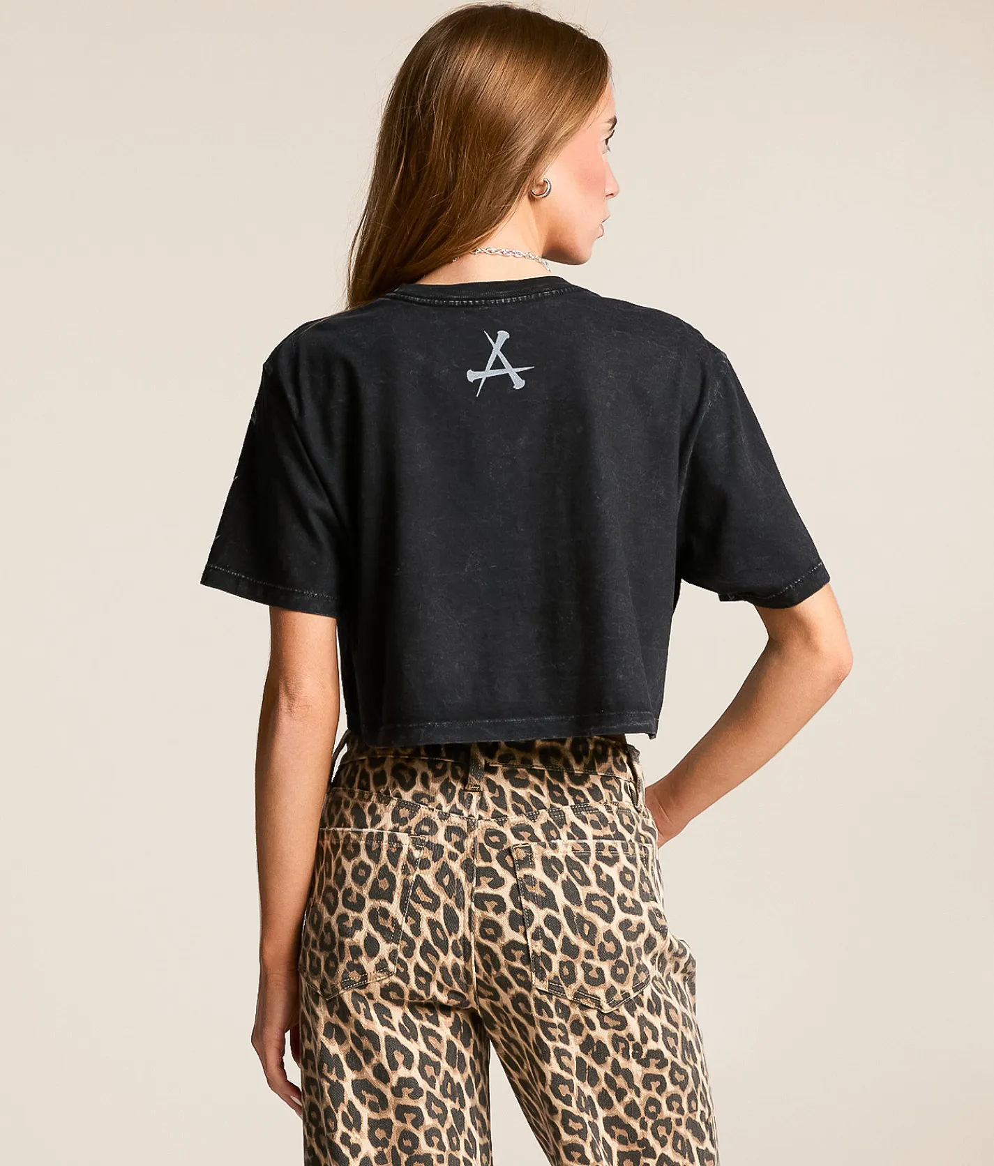 Tops | Affliction Forgotten Cropped T-Shirt Black Lava Wash