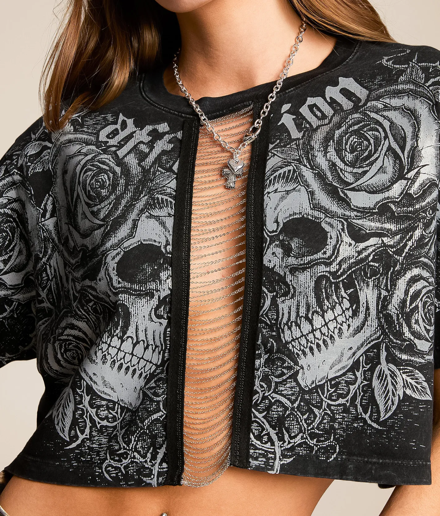 Tops | Affliction Forgotten Cropped T-Shirt Black Lava Wash