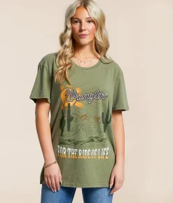 Wrangler® For The Ride Of Life Oversized T-Shirt Olivine New