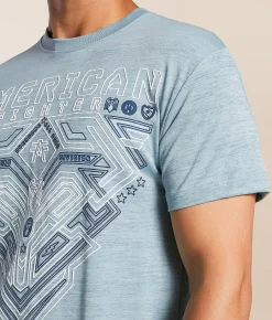 Tops|Graphic T-Shirts | American Fighter Foster T-Shirt Stone Blue Cloud Blue