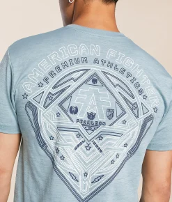 Tops|Graphic T-Shirts | American Fighter Foster T-Shirt Stone Blue Cloud Blue
