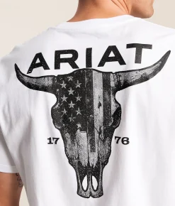 Tops|Graphic T-Shirts | Ariat Founding Flag Skull T-Shirt White