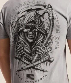 Tops|Graphic T-Shirts | Howitzer Freedom Defender T-Shirt Silver Lava Wash