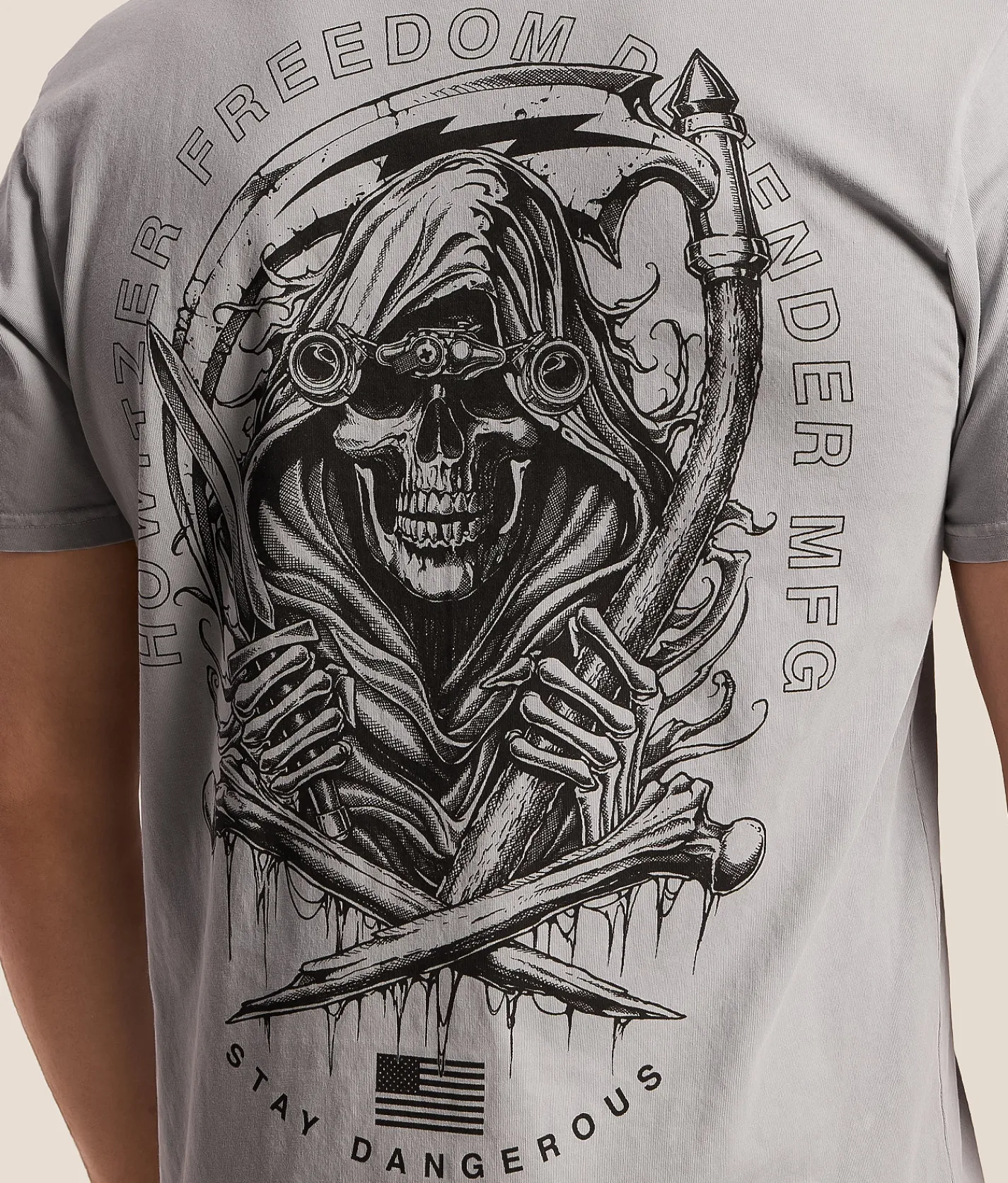 Tops|Graphic T-Shirts | Howitzer Freedom Defender T-Shirt Silver Lava Wash
