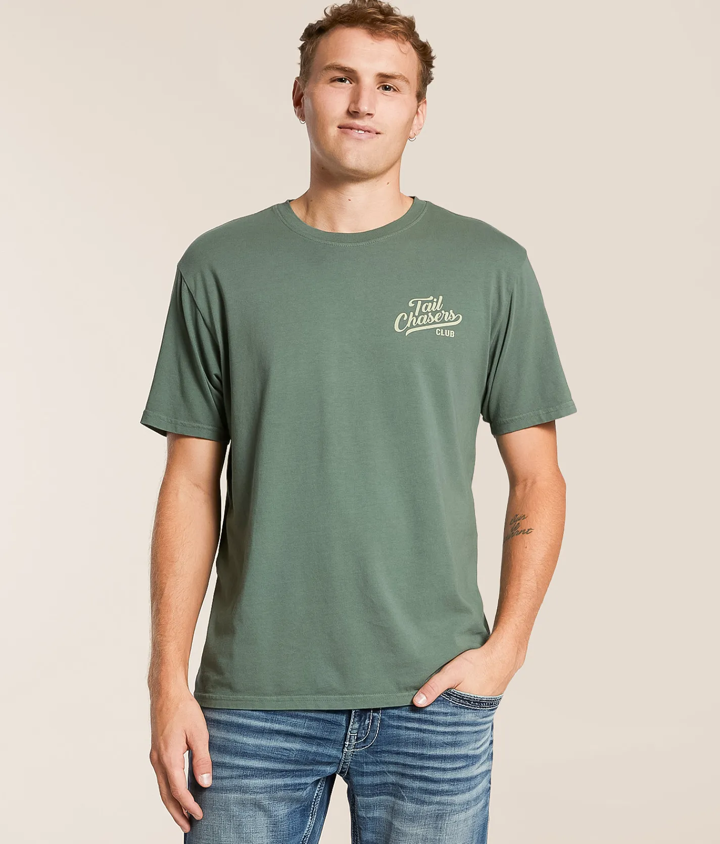 Tops|Graphic T-Shirts | Tail Chasers Club Freedom To Hunt T-Shirt Mulled Basil