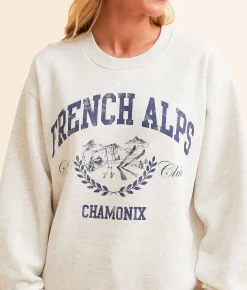 Tops | Desert Dreamer French Alps Ski Club Pullover Icey Heather Grey