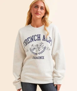 Tops | Desert Dreamer French Alps Ski Club Pullover Icey Heather Grey