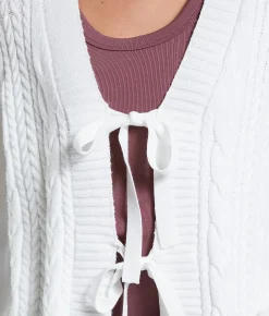 Tops | Willow & Root Front Tie Cardigan Sweater White