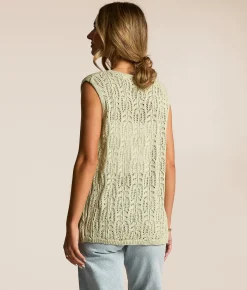 Main Strip Front Tie Cardigan Sweater Vest Sage Discount