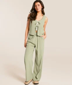 Willow & Root Front Tie Tank Top Seagrass Best
