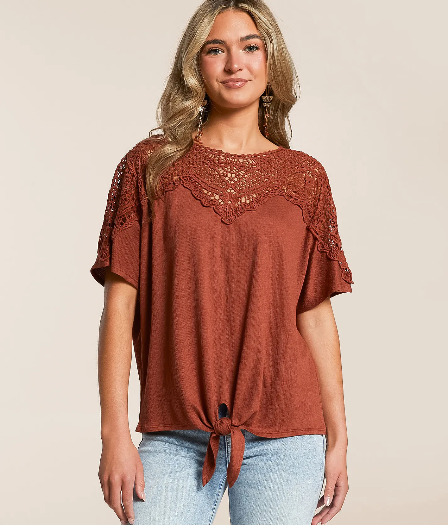 Daytrip Front Tie Top Henna Clearance
