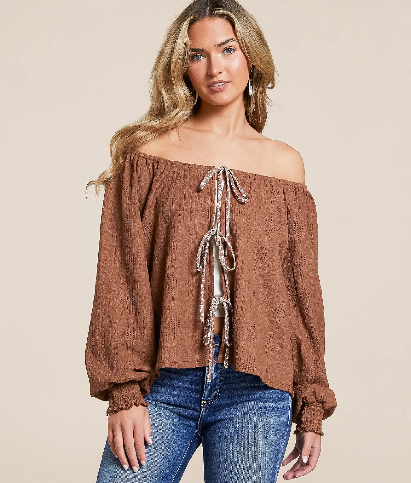 Daytrip Front Tie Two-Way Top Raw Hide Outlet