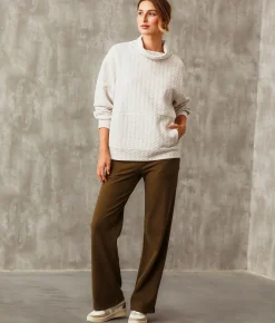 Activewear | Buckle Black Funnel Neck Textured Pullover White Grey