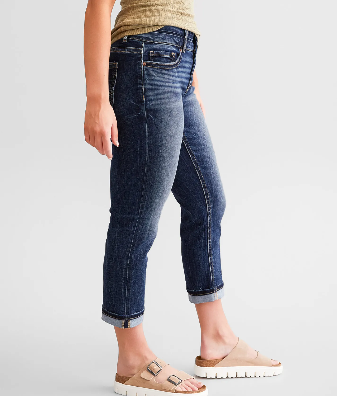 BKE Gabby Cuffed Stretch Capri Jean Vinson 3 Discount