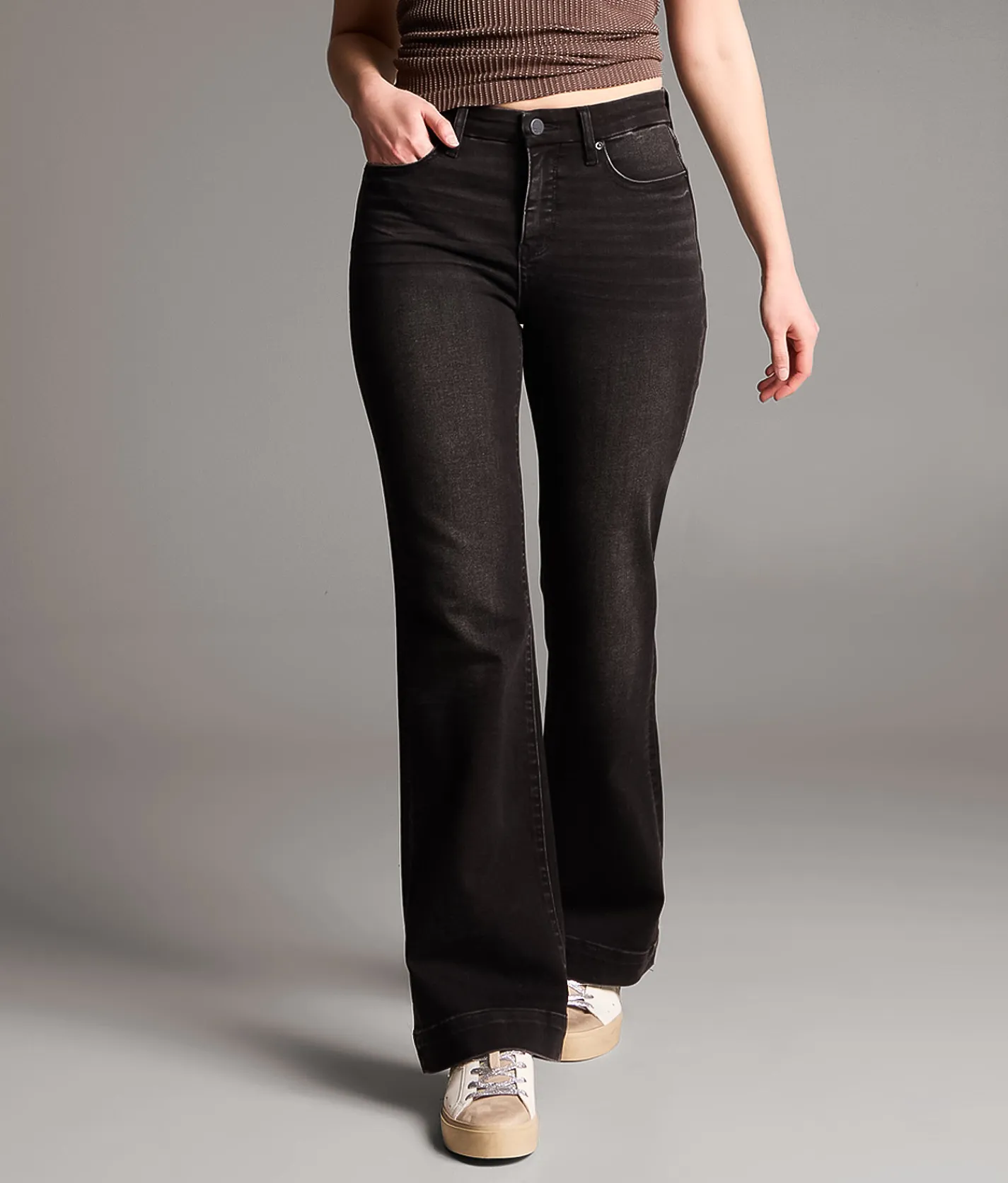 BKE Gabby High Rise Trouser Stretch Jean Washed Black Sale