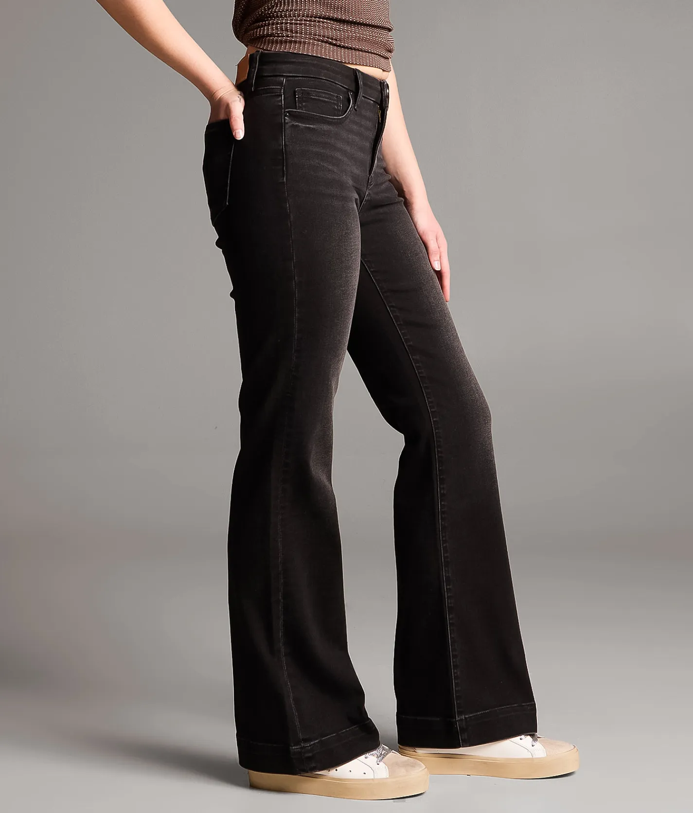 BKE Gabby High Rise Trouser Stretch Jean Washed Black Sale