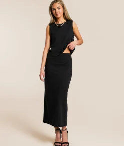 Bottoms | Z Supply Gail Textured Midi Skirt Black