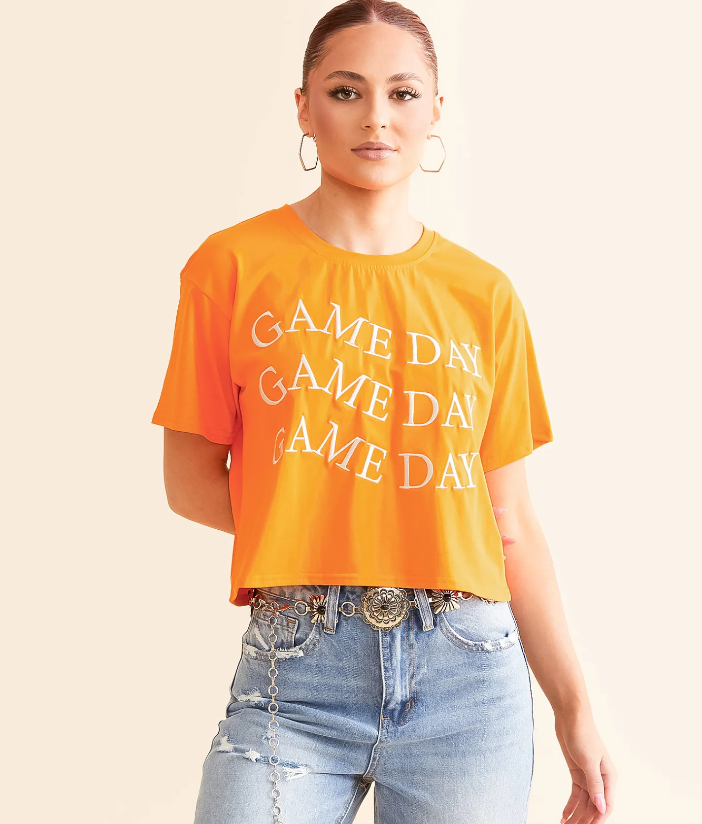Tops | LE LIS Game Day Cropped T-Shirt Orange