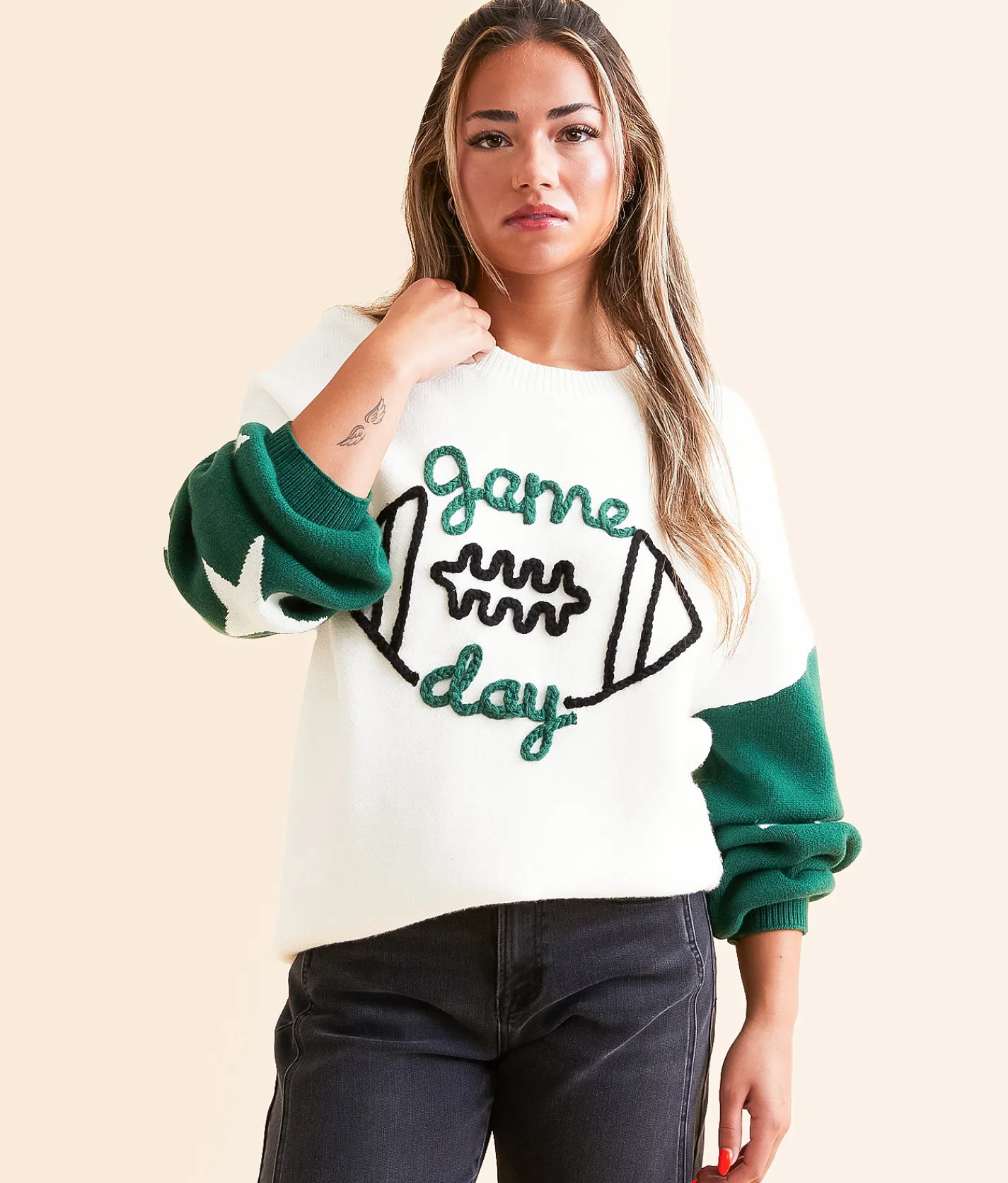 DH Apparel Game Day Sweater Green White