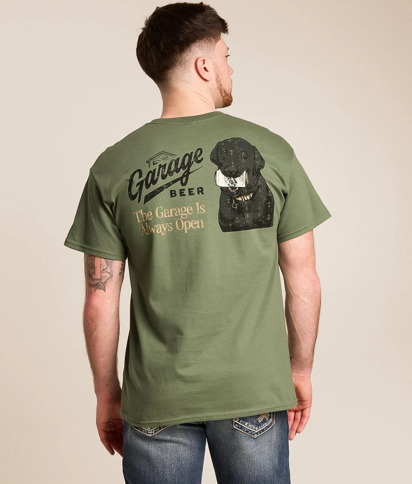 American Needle Garage Beer Always Open T-Shirt Military Green Best