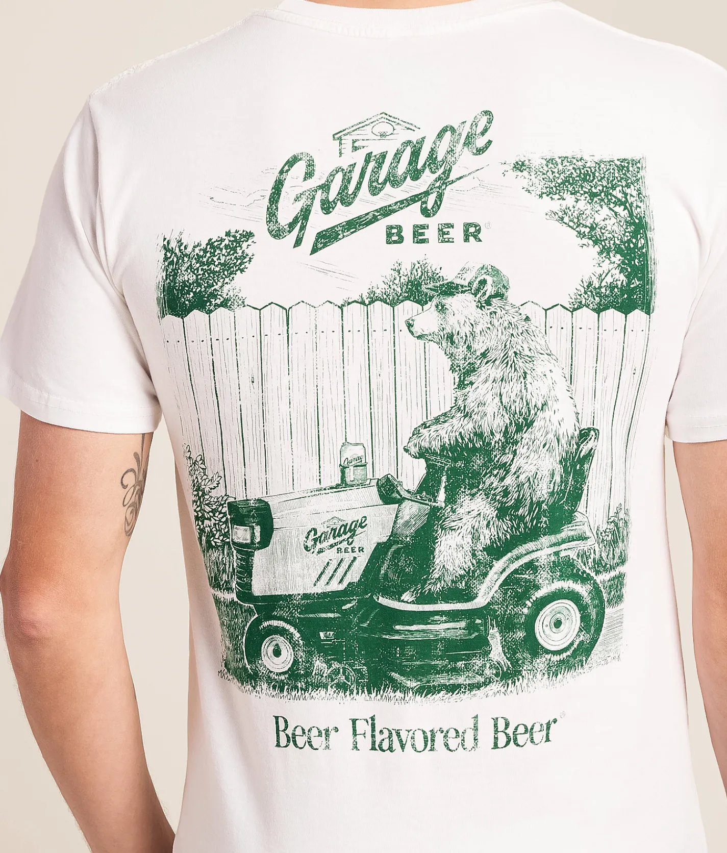 Tops|Graphic T-Shirts | American Needle Garage Beer Mower T-Shirt White