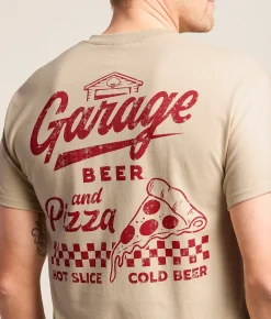 American Needle Garage Beer Pizza T-Shirt Sand New