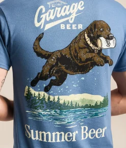 American Needle Garage Beer Summer Dog T-Shirt Indigo Blue Hot