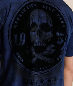 Graphic T-Shirts | Affliction Garage Dusk T-Shirt Cobalt Blue