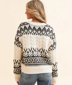 Z Supply Garland Fairisle Sweater Sea Salt New