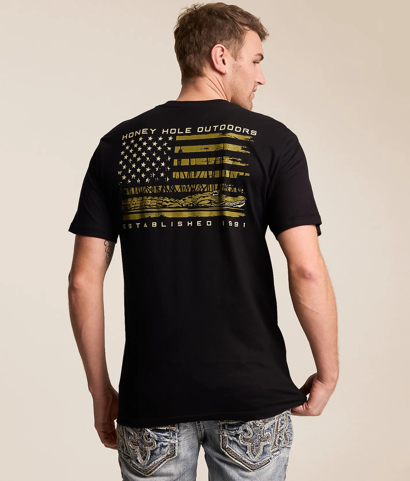 Tops|Graphic T-Shirts | Honey Hole® Gator Flag T-Shirt Black