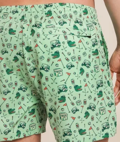 Old Row Gator Golf Stretch Swim Trunks Green
