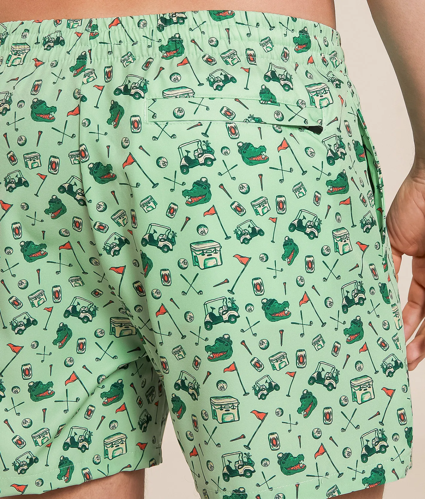 Old Row Gator Golf Stretch Swim Trunks Green