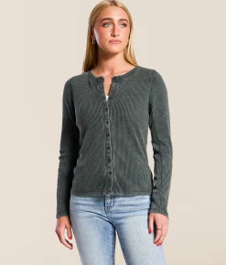 White Crow Gemma Waffle Knit Shirt Garland Green Discount