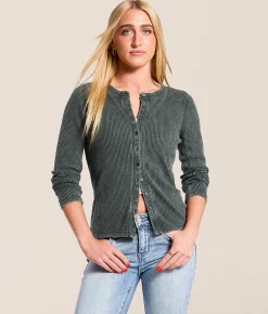 White Crow Gemma Waffle Knit Shirt Garland Green Discount