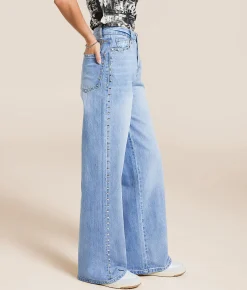 Habitual Gemma Wide Leg Studded Stretch Jean Splash Discount