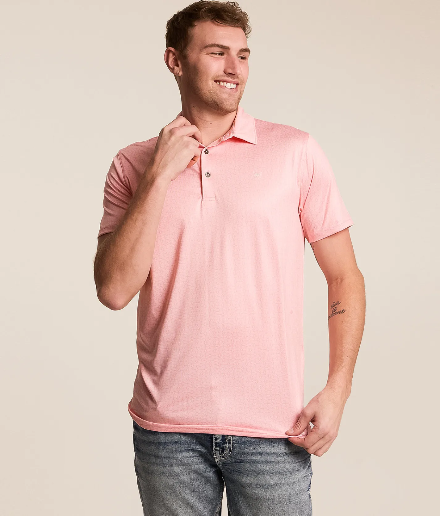 Tops | Ariat Geo Draw Performance Fitted TEK Polo Tickled Pink