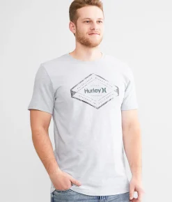 Hurley Geometric T-Shirt Wolf Grey New