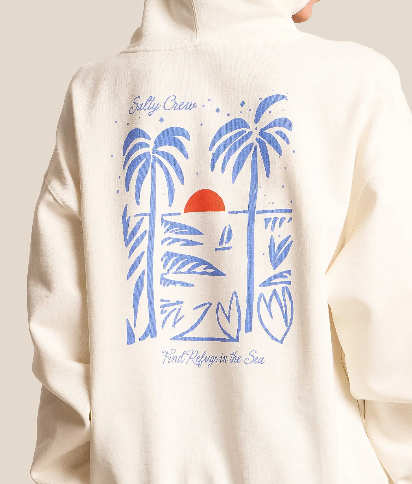 Tops | Salty Crew Geo Palm Hooded Sweatshirt Off White