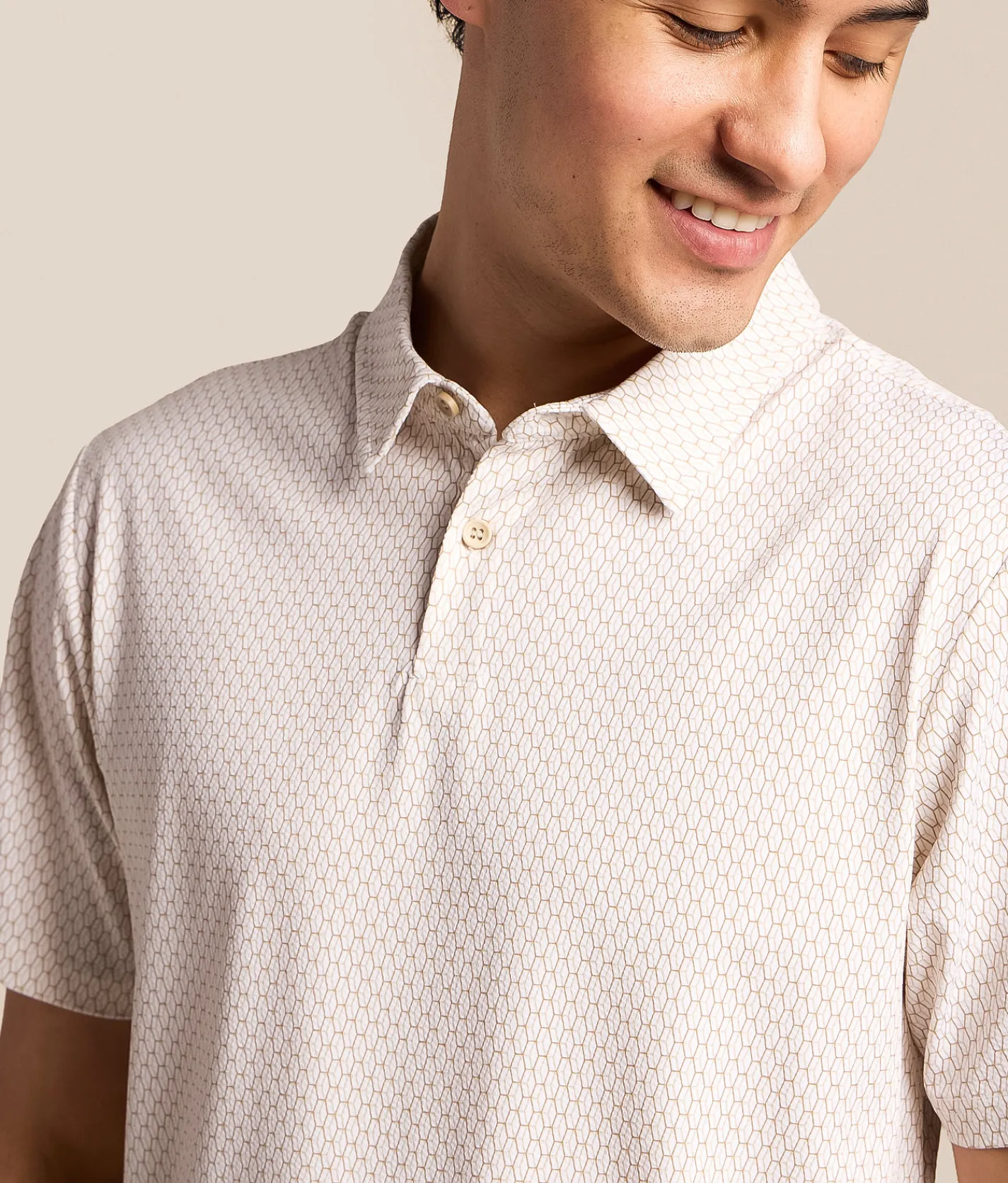J.B. Holt Geo Performance Polo White Tan Clearance