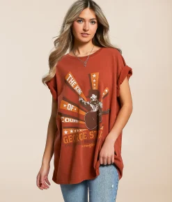 Wrangler® George Strait Oversized Band T-Shirt Arabian Spice Sale