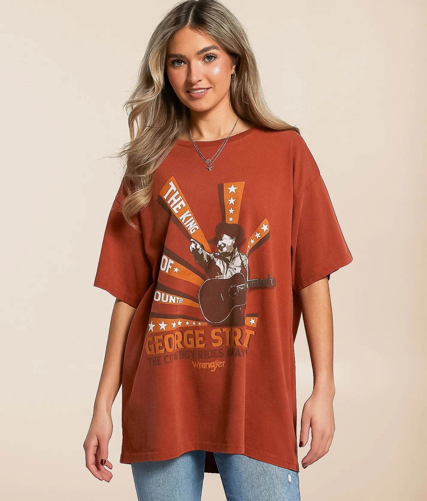 Wrangler® George Strait Oversized Band T-Shirt Arabian Spice Sale