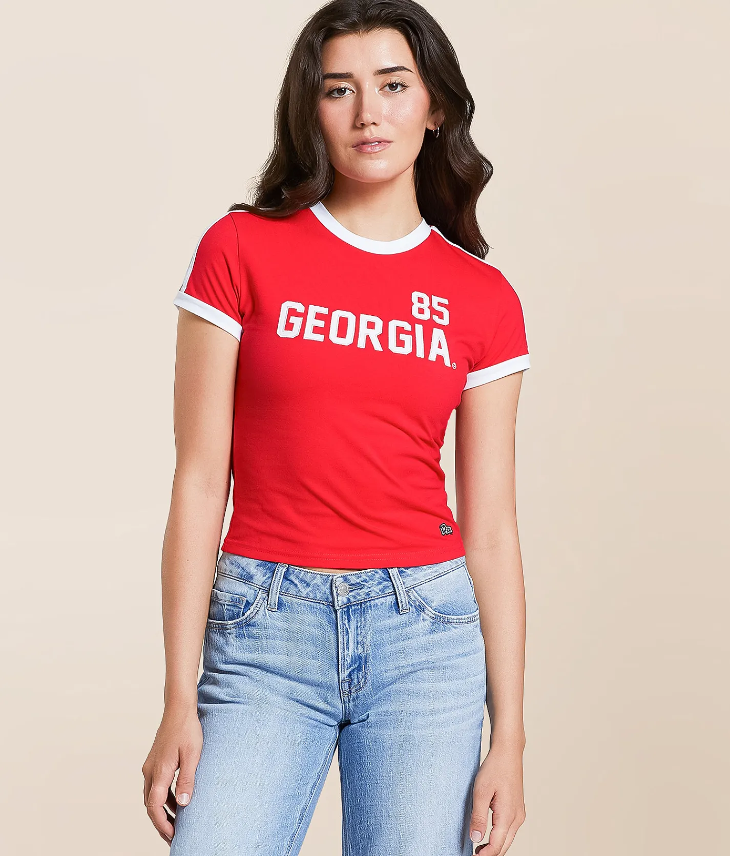 HYPE AND VICE Georgia Bulldogs Baby Cropped T-Shirt Red Hot