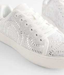 Shoes | Very G Georgie Rhinestone Sneaker White Silver