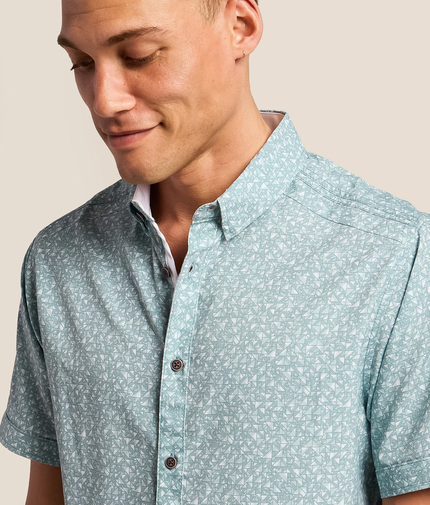 Tops | J.B. Holt Geo Standard Performance Stretch Shirt Light Teal