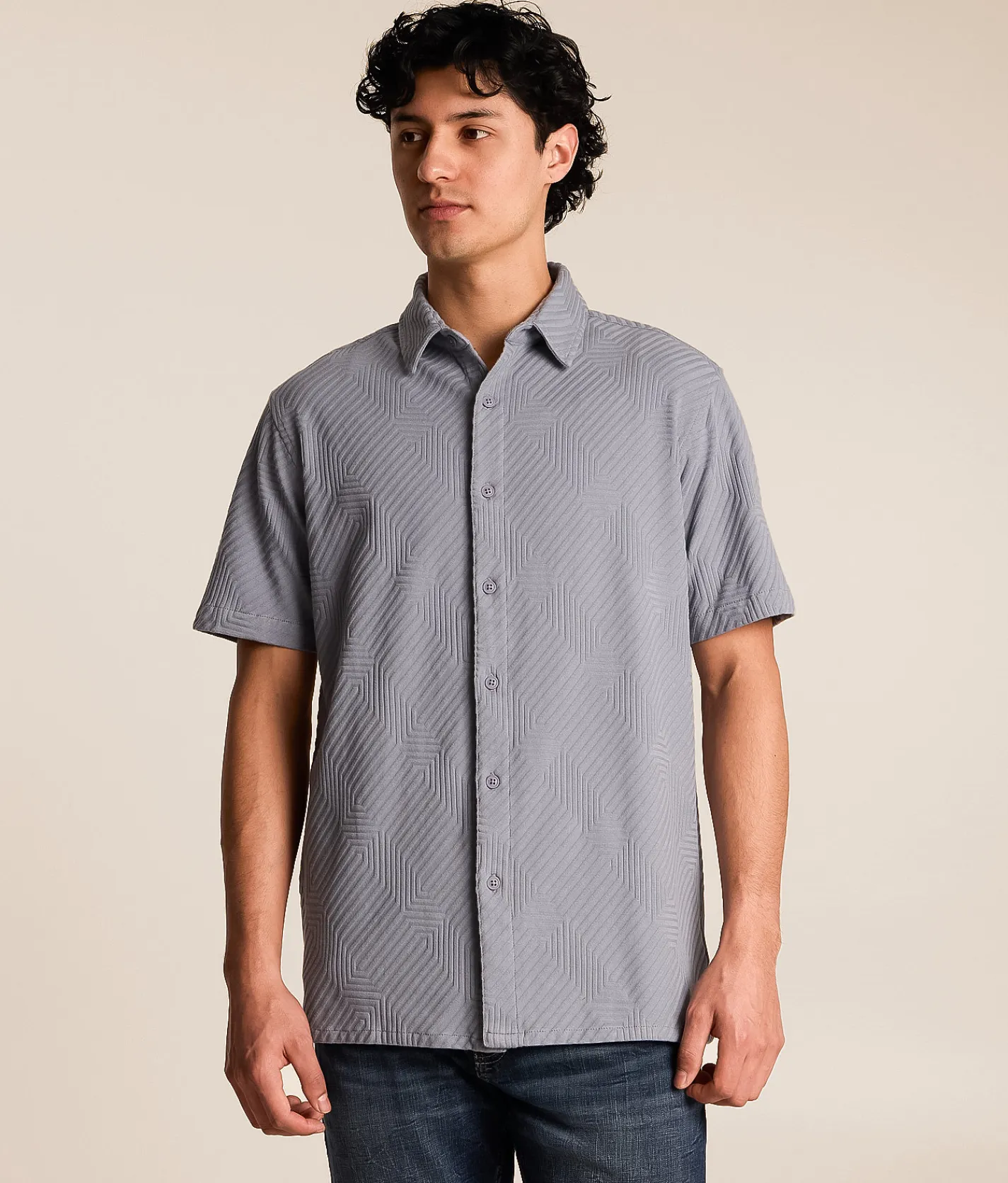 Tops | Nova Industries Geo Textured Shirt Tradewinds