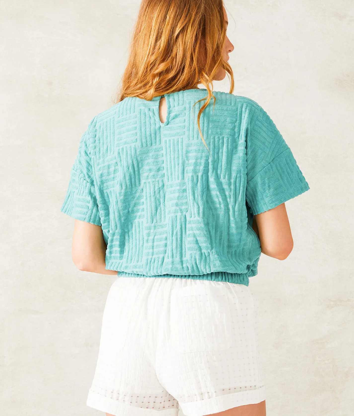 33 Coastal Geo Textured Top Sea Blue Online
