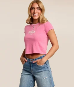 Tops | Billabong Getting There Soon Cropped T-Shirt Guava