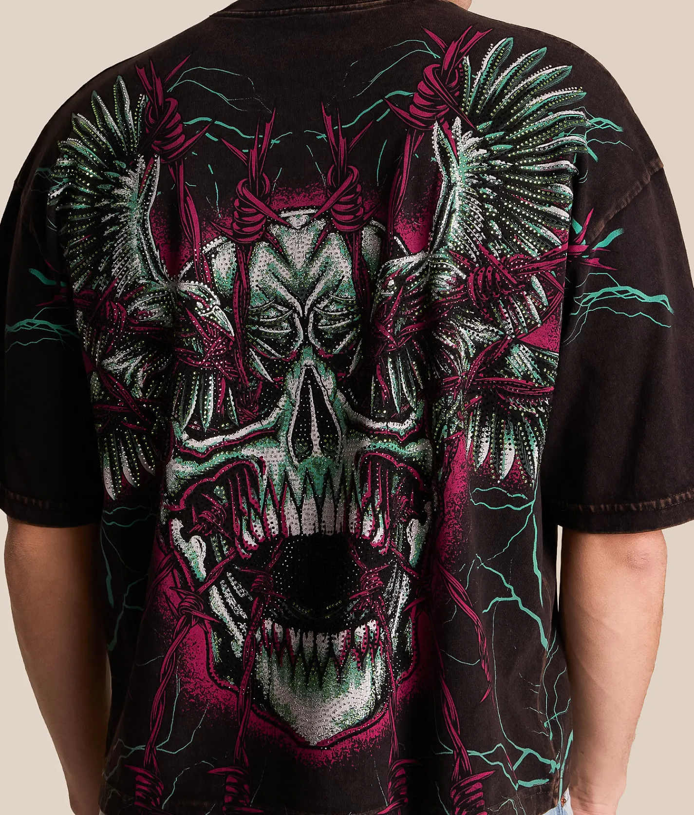 Tops|Graphic T-Shirts | Affliction Ghost Image T-Shirt Black Brown Lava Wash