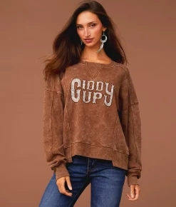 Tops | Sterling & Stitch Giddy Up Camo Pullover Friar Brown