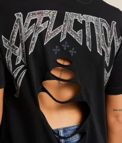 Tops | Affliction Gilded Fire T-Shirt Black Lava Wash